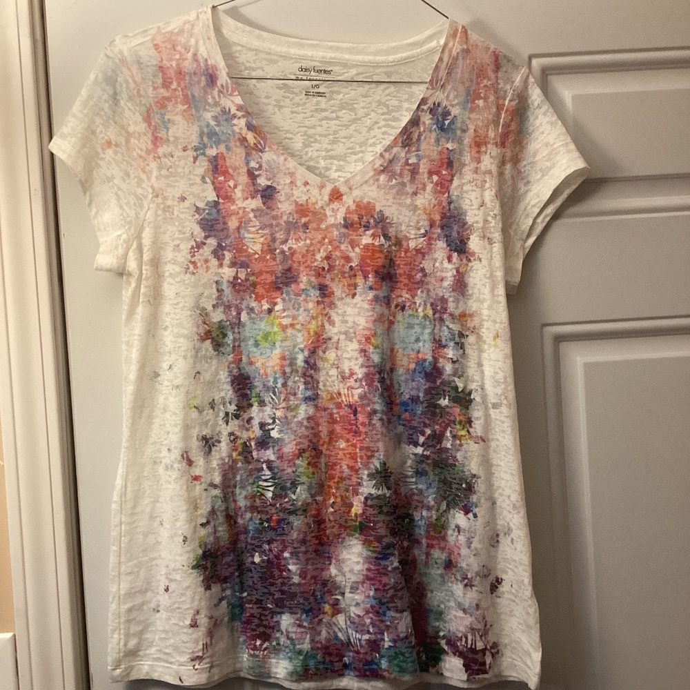 Daisy Fuentes Multicolor Short Sleeve Tee